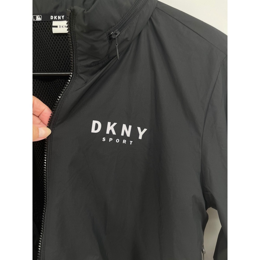 DKNY Sport MLB Seattle Mariners Windbreaker Jacket Full Zip Womens LG Black NEW - Picture 13 of 16